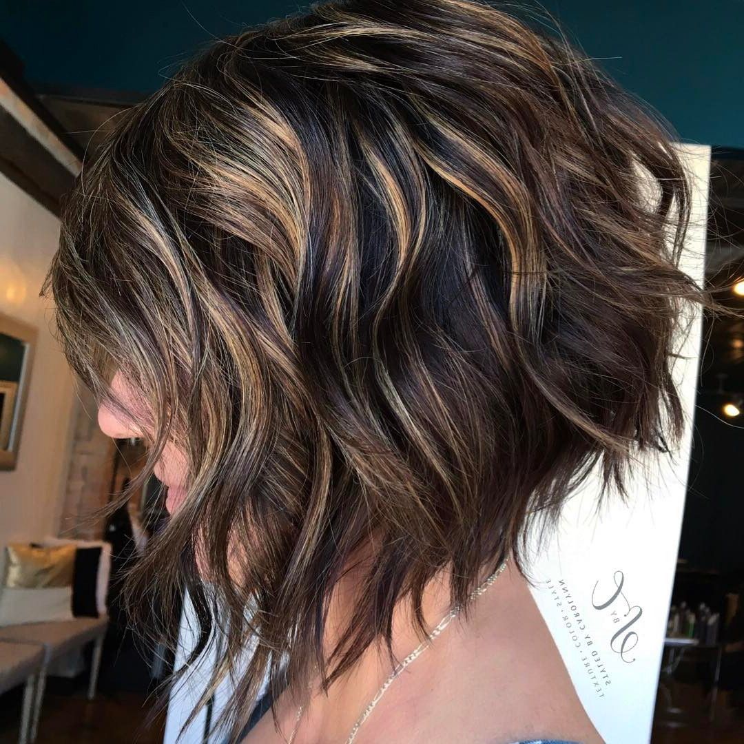 10 Latest Inverted Bob Haircuts: 2018 Short Hairstyle, High Fashion For Nape Length Brown Bob Hairstyles With Messy Curls (View 18 of 25)