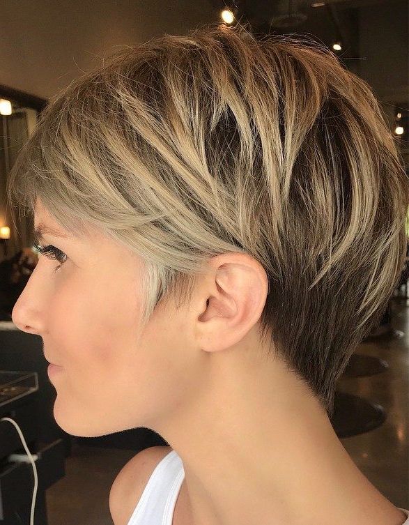 Featured Photo of Top 25 of Bronde Balayage Pixie Haircuts with V-cut Nape