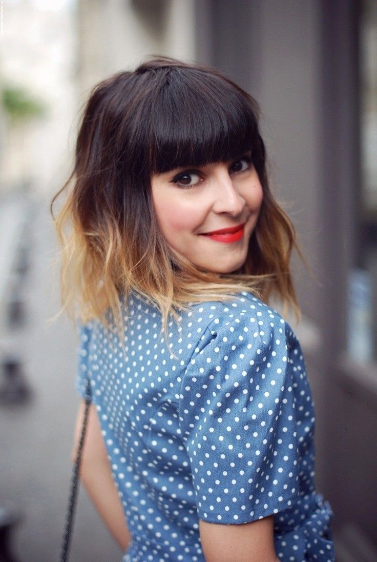 12 Pretty Layered Hairstyles For Medium Hair | Hair | Pinterest With Short Hairstyles With Blunt Bangs (Photo 1 of 25)