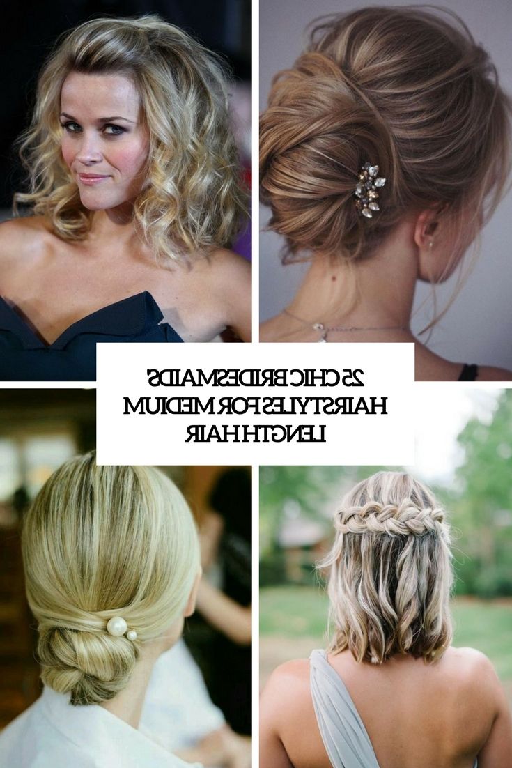 25 Chic Bridesmaids' Hairstyles For Medium Length Hair – Weddingomania Throughout Short Hairstyles For Bridesmaids (View 25 of 25)