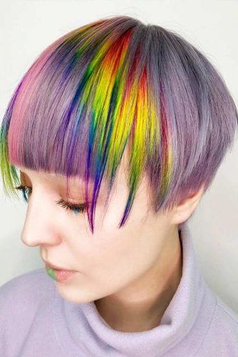 33 Rainbow Hair Styles To Look Like A Unicorn In 2018 | Hår With Regard To Asymmetrical Unicorn Bob Haircuts (View 4 of 25)