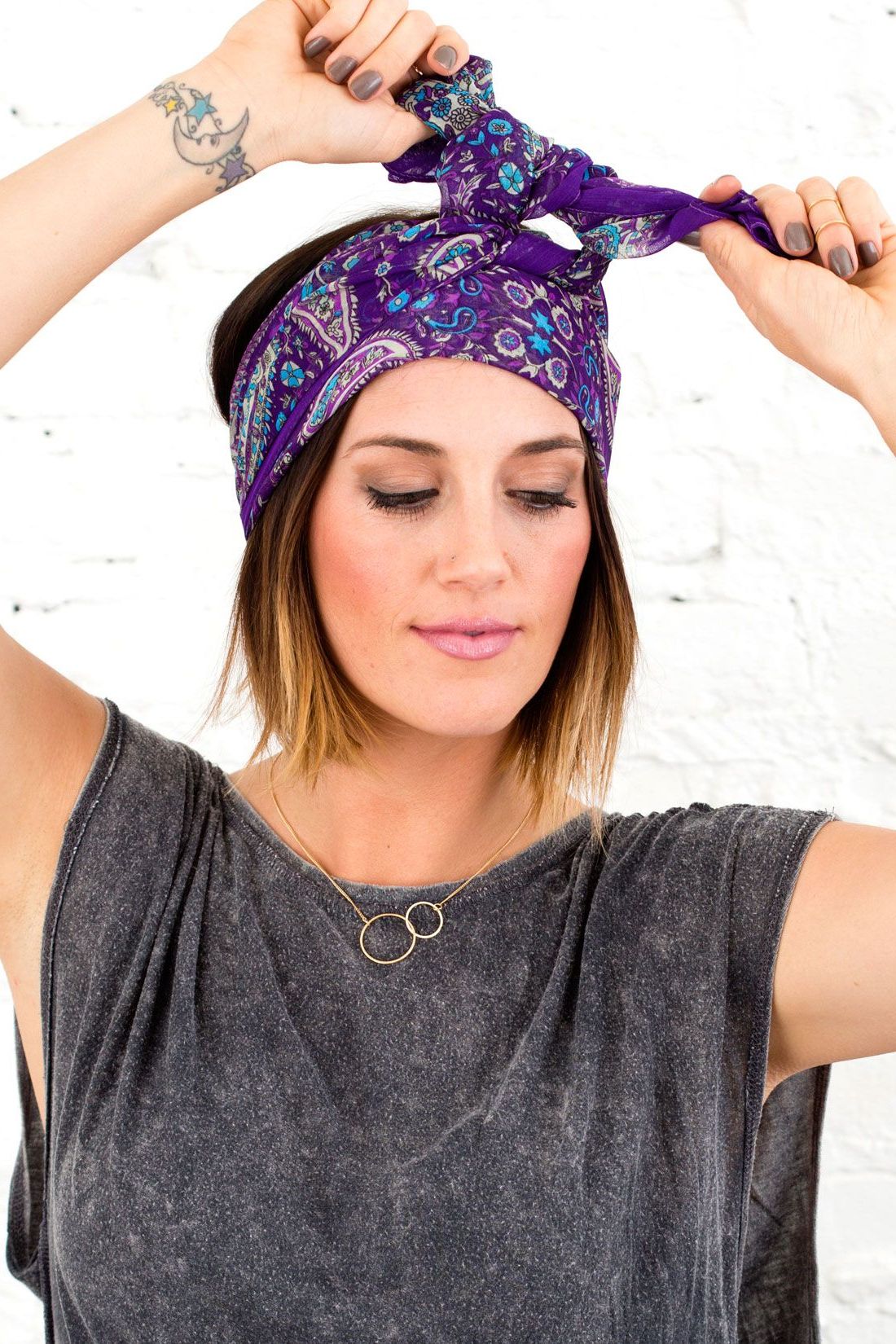 4 Ways To Wear A Scarf On Your Head This Spring Via Brit + Co With Regard To Short Hairstyles With Bandanas (Photo 13 of 25)