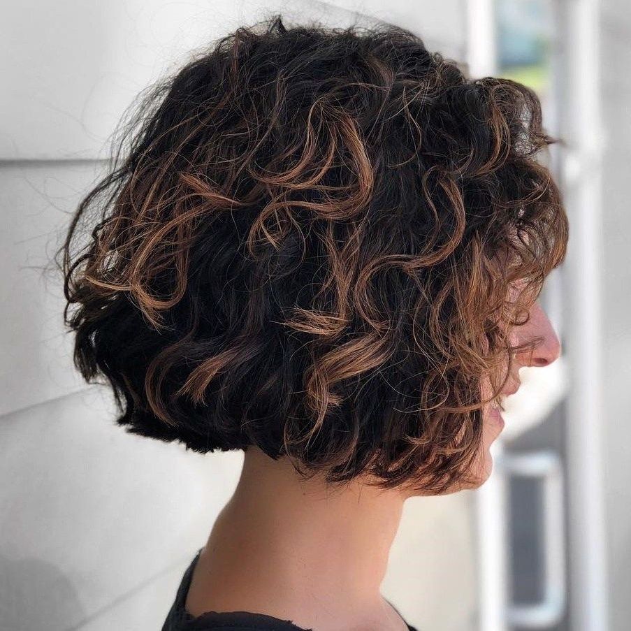 Featured Photo of 2024 Best of Short Curly Caramel-brown Bob Hairstyles
