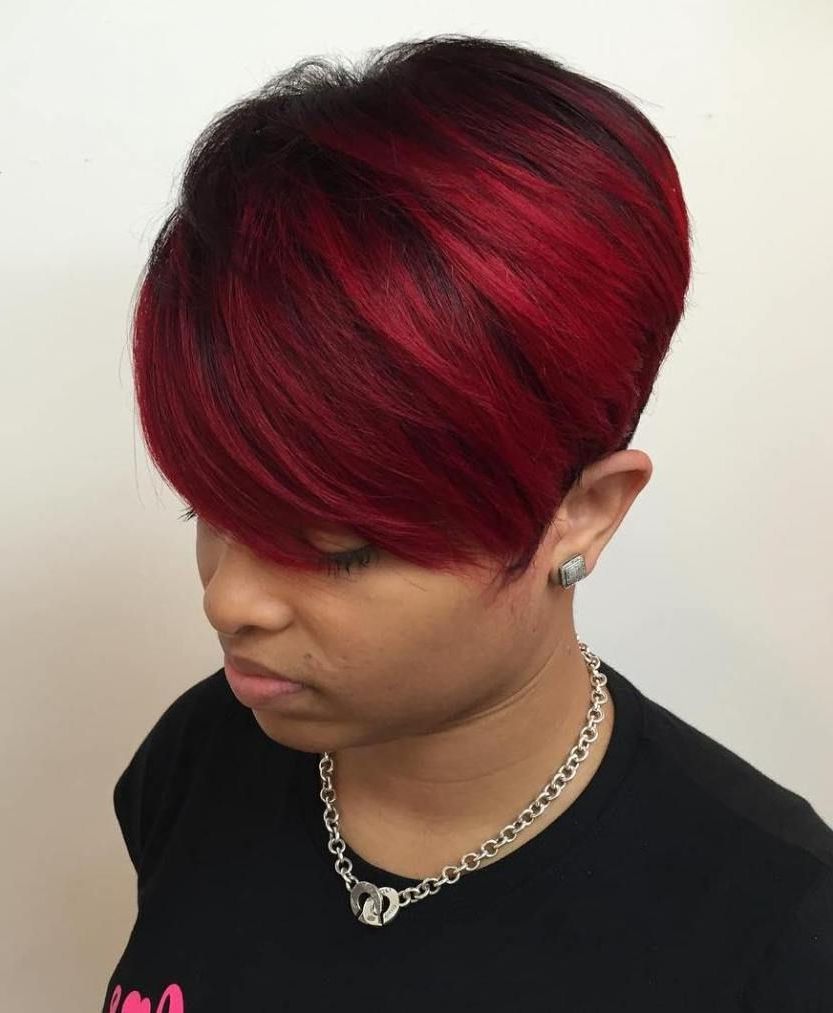 60 Great Short Hairstyles For Black Women | Pixies, Bright And Short In Burgundy Short Hairstyles (Photo 23 of 25)