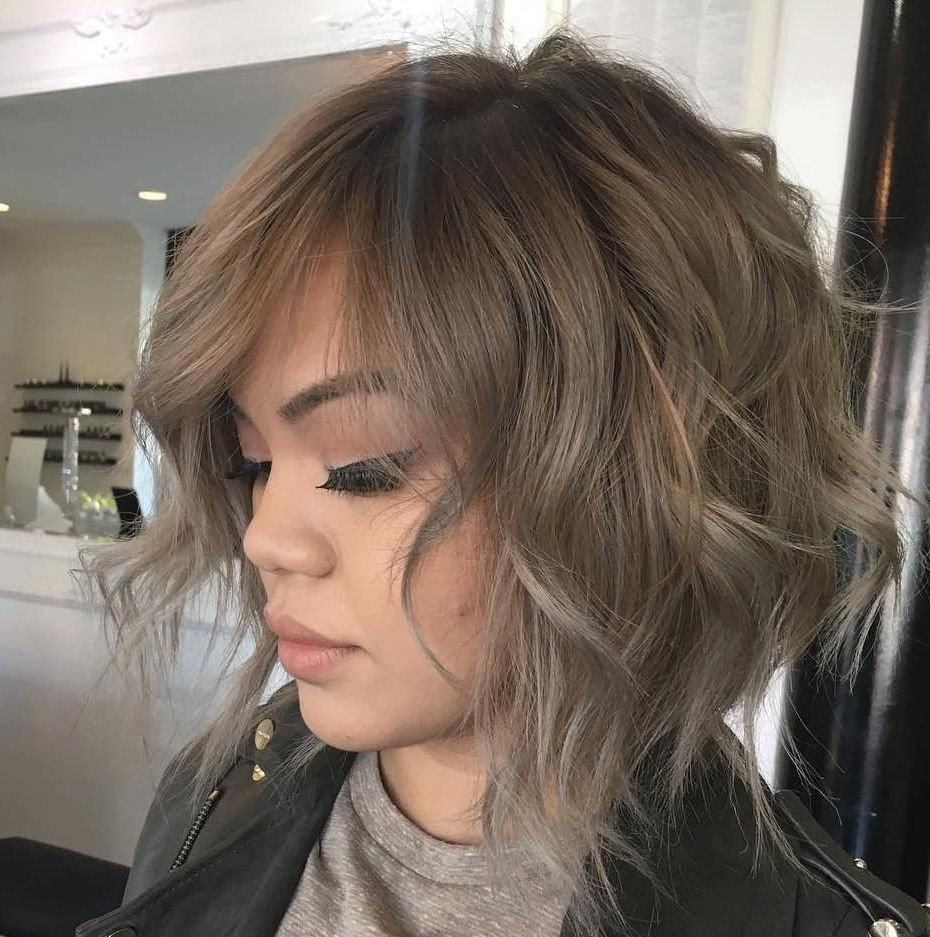 60 Messy Bob Hairstyles For Your Trendy Casual Looks | Ash Brown Throughout Nape Length Wavy Ash Brown Bob Hairstyles (Photo 14 of 25)