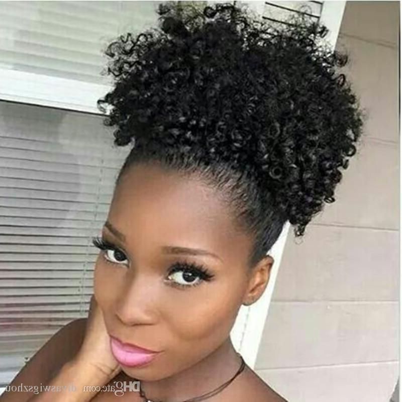 Afro Kinky Curly Human Hair Ponytail Extensions Kinky Curly Intended For Naturally Curly Ponytail Hairstyles (View 5 of 25)