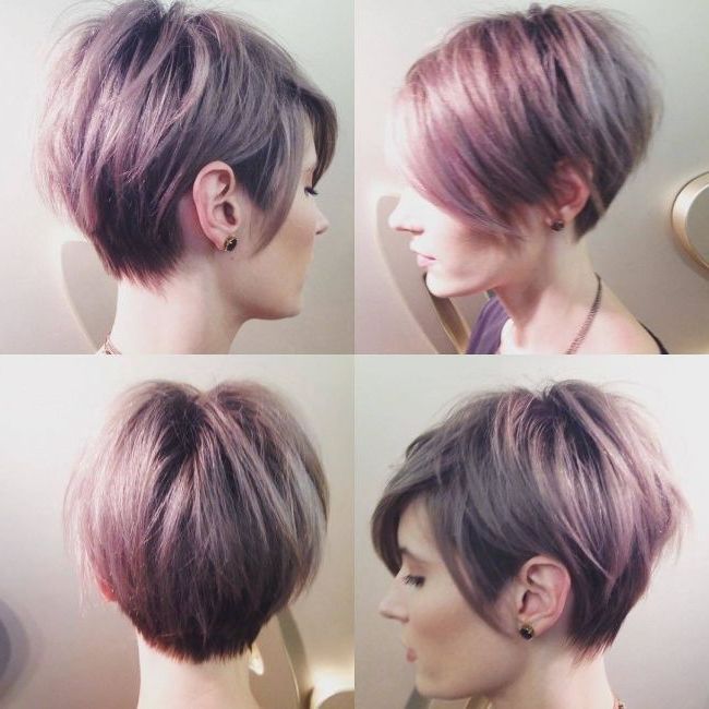 Back Of Inverted Bob Hairstyle Pics | Pixie Hairstyles Longer With Rounded Pixie Bob Haircuts With Blonde Balayage (Photo 9 of 25)