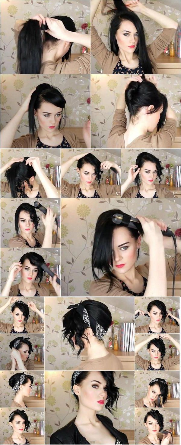 Bandana Updo Tutorial: Images And Videos – Popular Haircuts In Short Hairstyles With Bandanas (View 16 of 25)