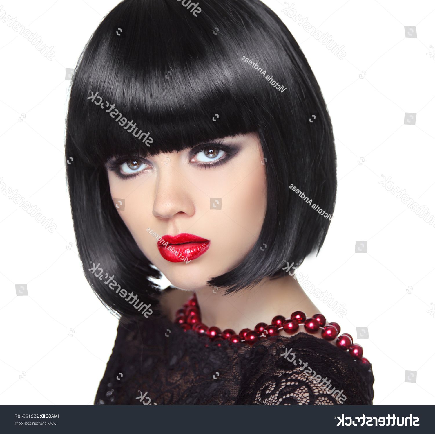 Beautiful Woman Black Short Hair Haircut Stock Photo (edit Now With Ladies Short Hairstyles With Fringe (Photo 25 of 25)