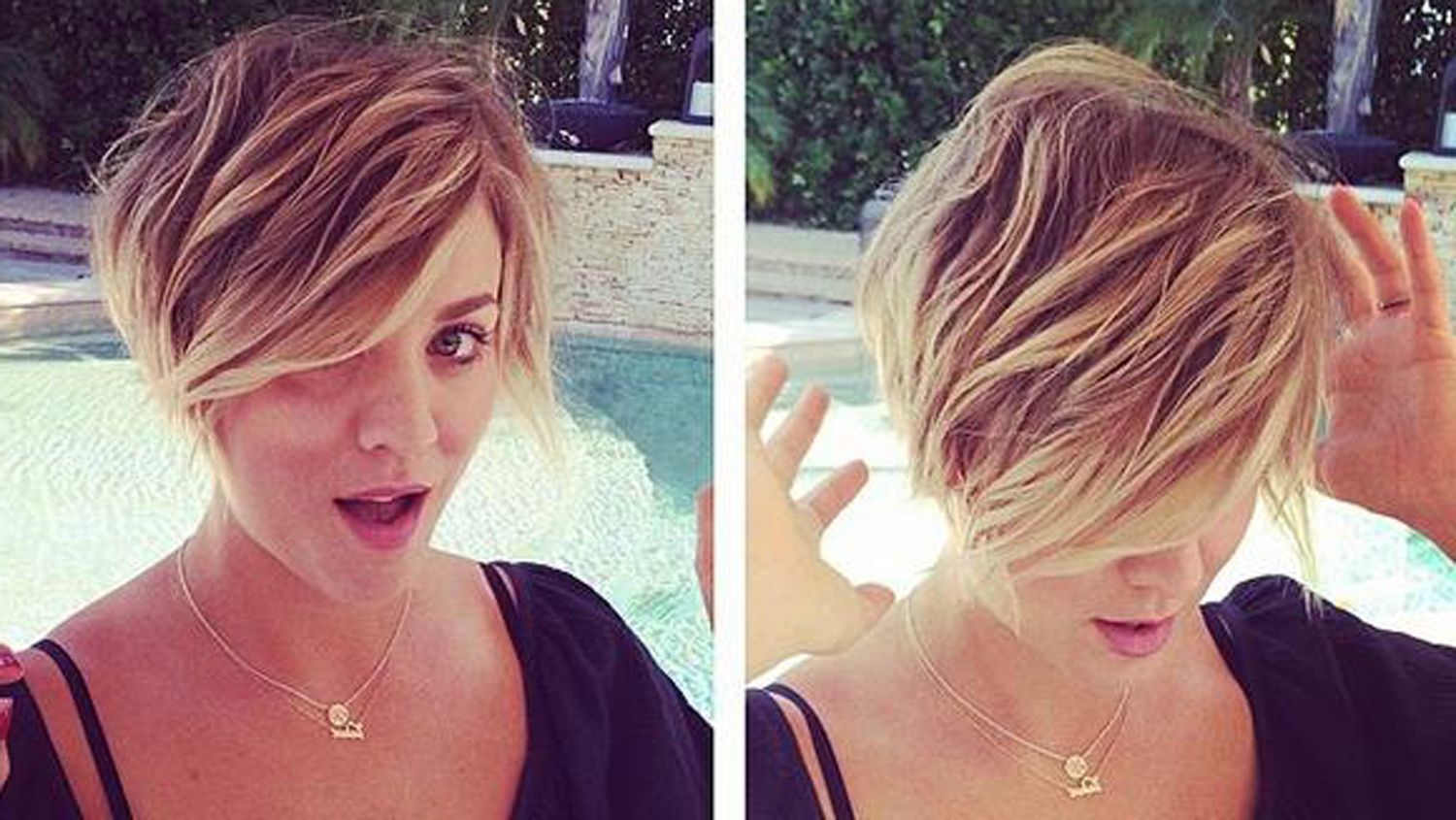 Big Bang Theory' Star Kaley Cuoco Chops Hair Into Pixie Inside Short Hairstyles With Big Bangs (View 2 of 25)