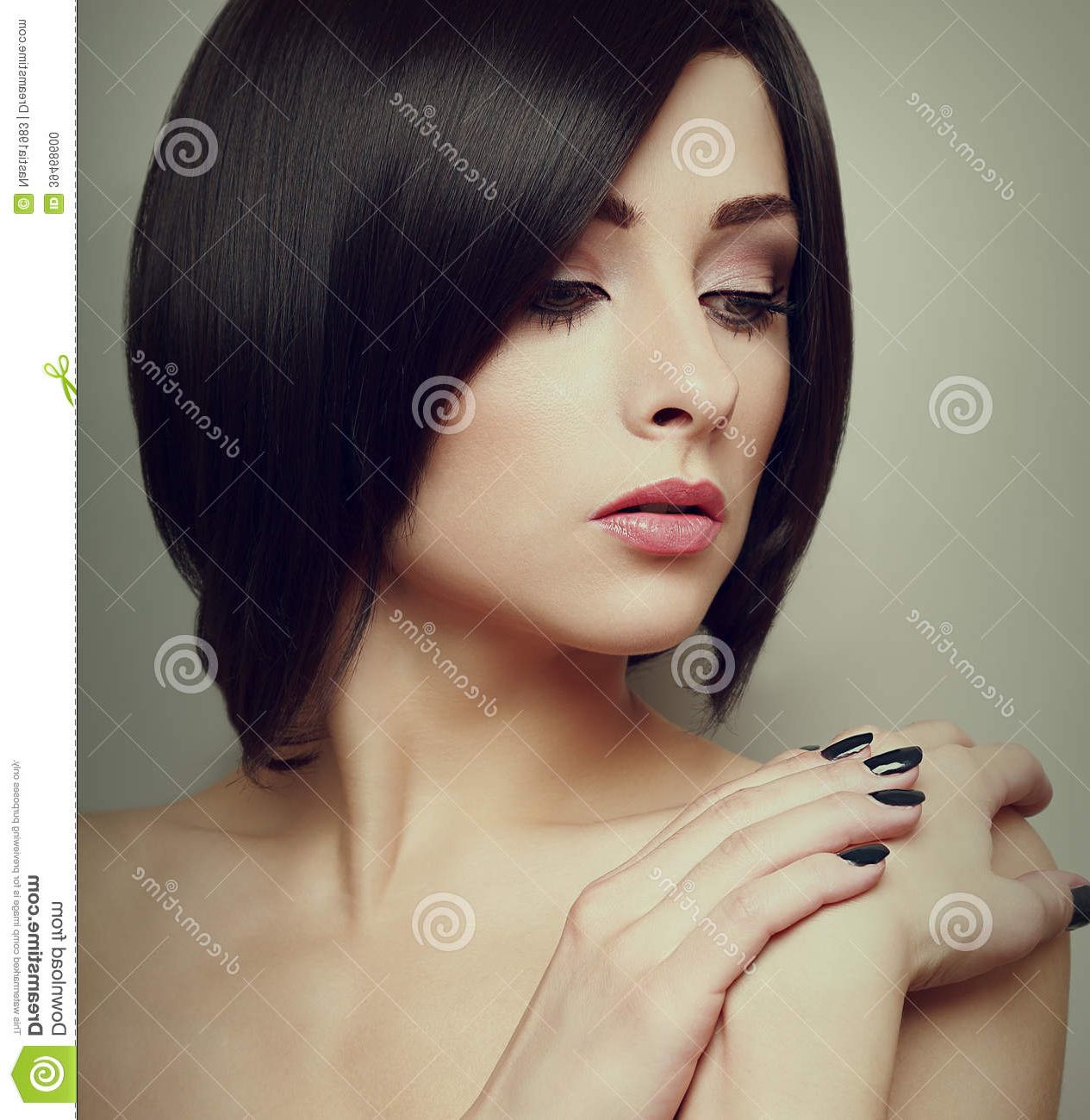 Black Short Hair Style Female Model Stock Photo – Image Of Brunette Within Sexy Black Short Hairstyles (View 17 of 25)