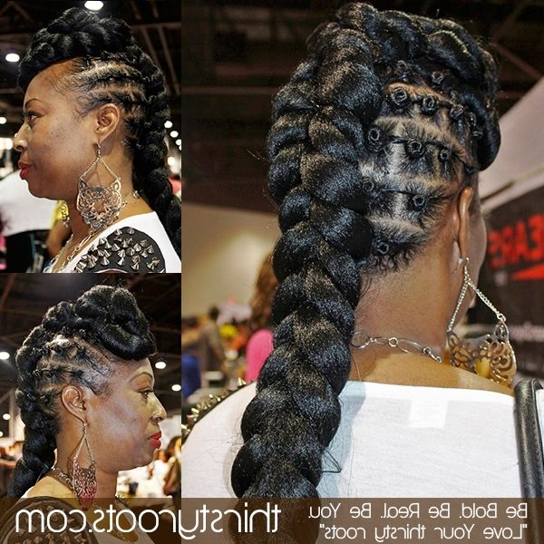 Braided Bun Ponytail With Bantu Knots Throughout Braid And Bun Ponytail Hairstyles (View 16 of 25)