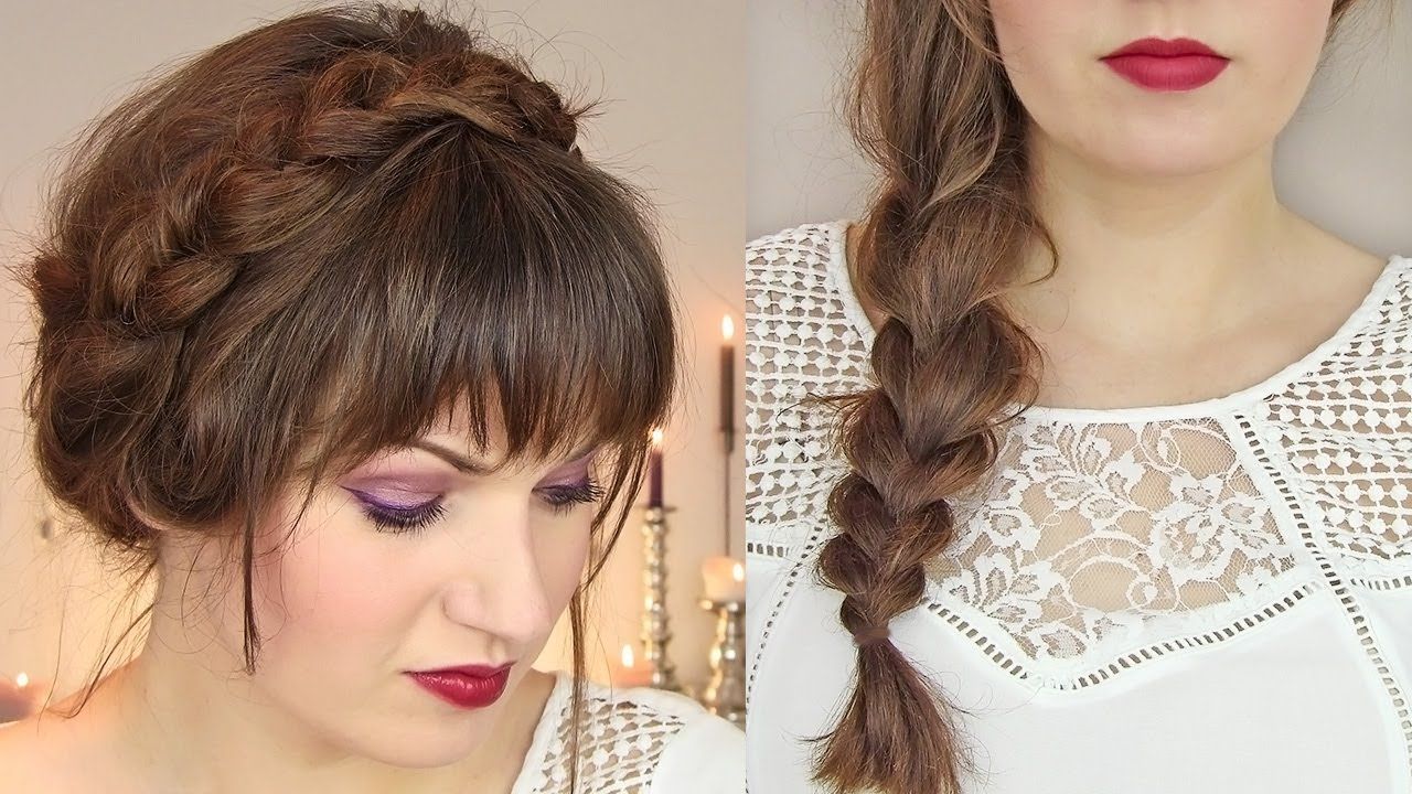 Cute Hairstyles For Thin Hair: Thick Braid & Milkmaid Updo – Youtube In Short Easy Hairstyles For Fine Hair (Photo 19 of 25)