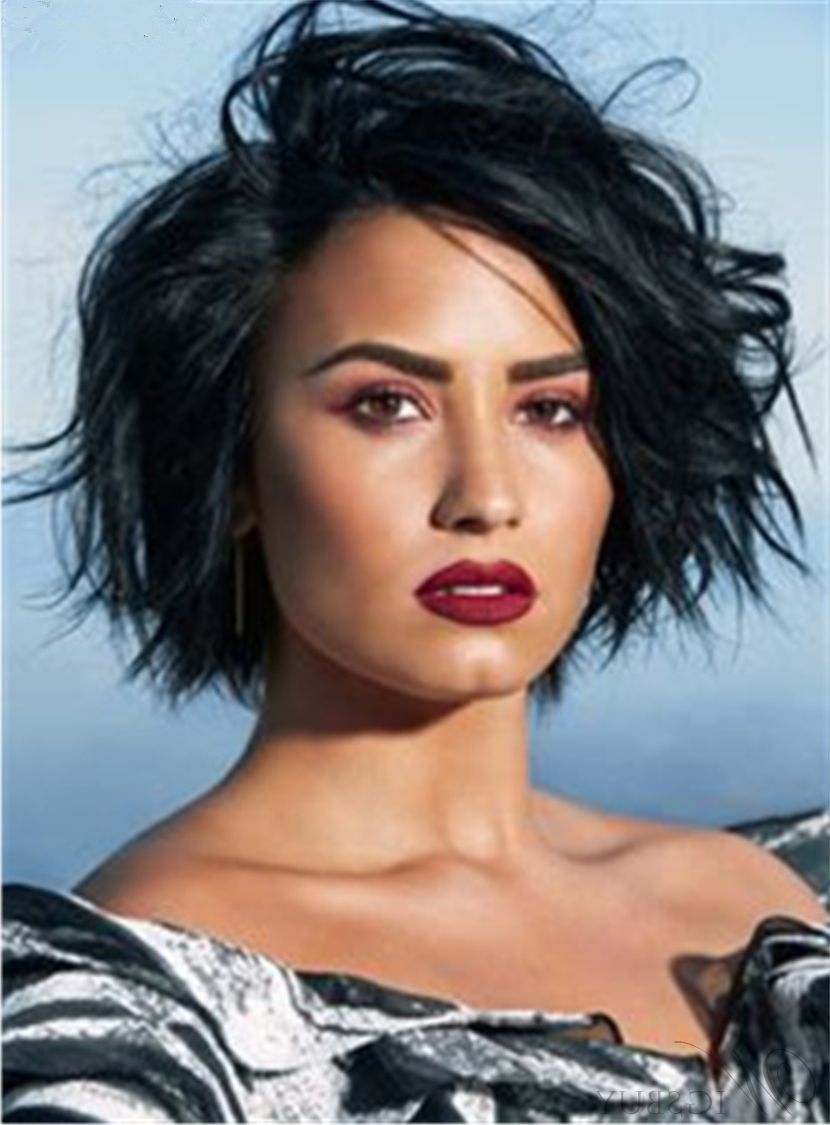 Demi Lovato Short Pixie Hairstyle Straight Human Hairs Lace Front In Demi Lovato Short Hairstyles (View 20 of 25)