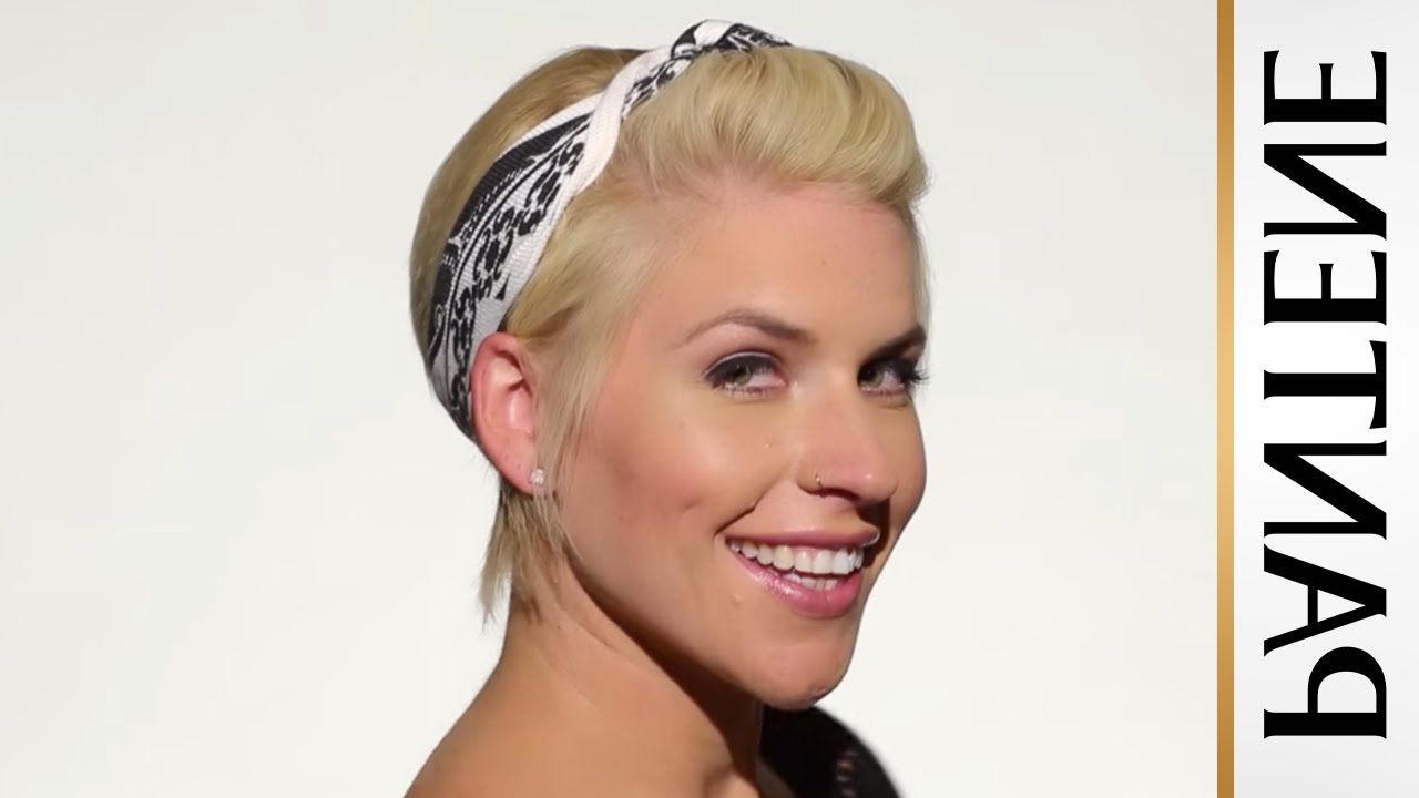 Easy Hairstyles For Short Hair: Bandana Pin Up Pixie Cut – Youtube Inside Short Hairstyles With Bandanas (Photo 2 of 25)