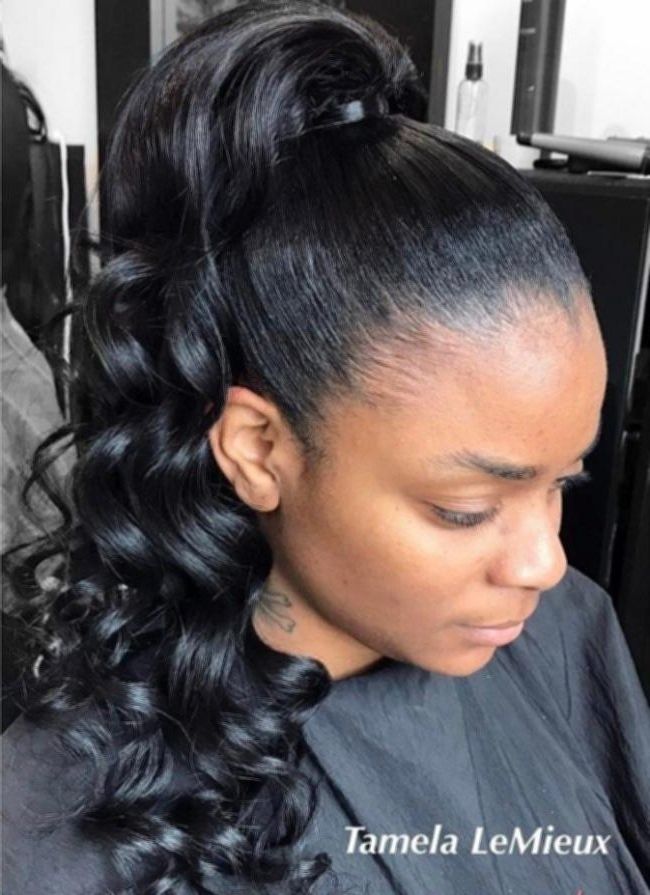 French Braid Ponytail Hairstyles For Black Women Intended For French Braid Ponytail Hairstyles With Curls (View 22 of 25)