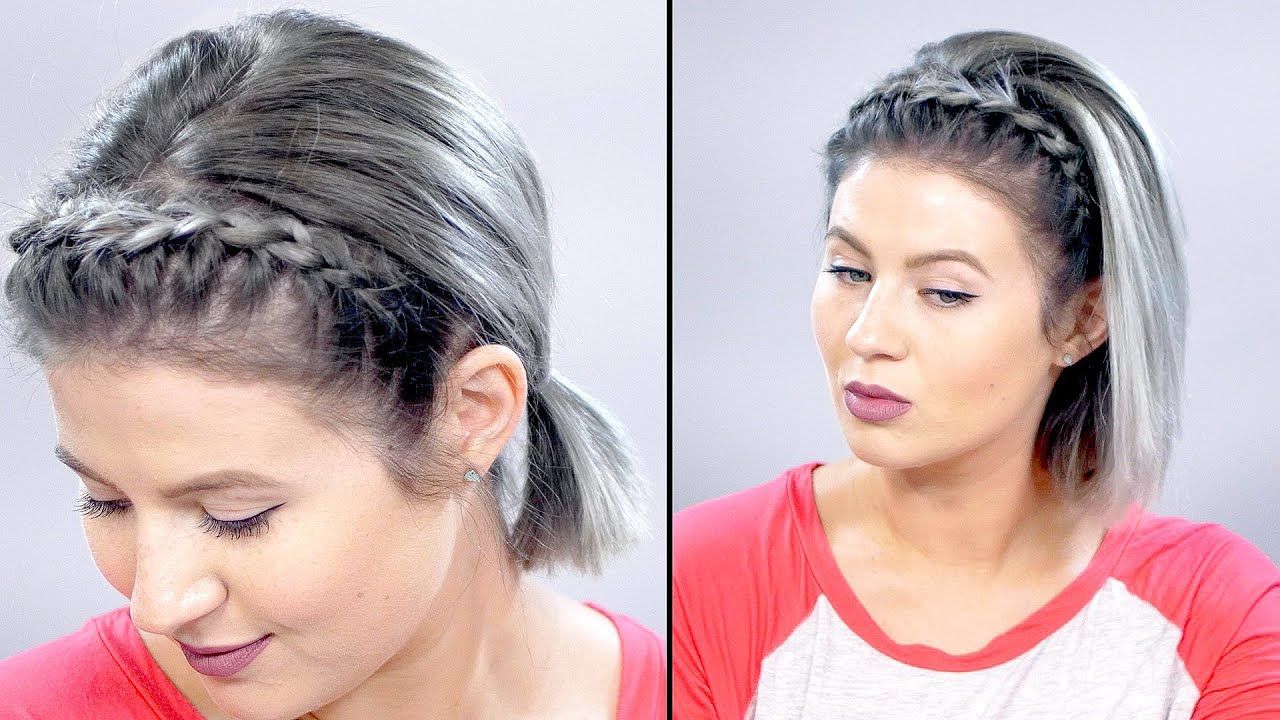 How To: Lace Braid Headband On Short Hair Tutorial | Milabu – Youtube With Regard To Short Hairstyles With Headband (Photo 5 of 25)
