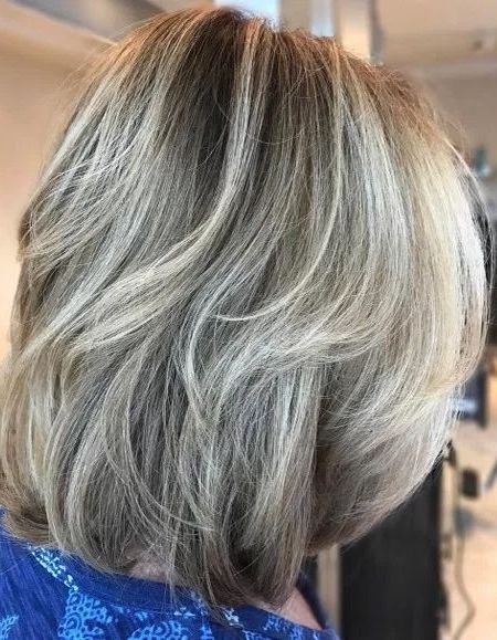 Long Layered Bob Hairstyles 2018 With Silver Color Touch | Hairstyle In Silver Balayage Bob Haircuts With Swoopy Layers (Photo 1 of 25)
