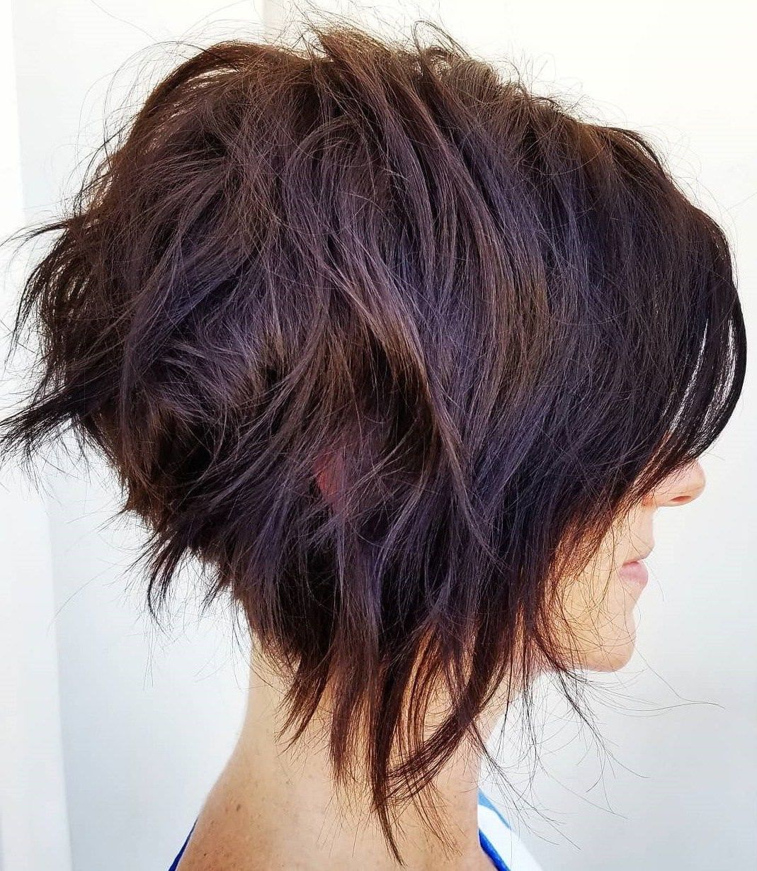 Messy Shaggy Inverted Bob With Subtle Highlights | Curly Hair In Pertaining To Black Curly Inverted Bob Hairstyles For Thick Hair (Photo 5 of 25)