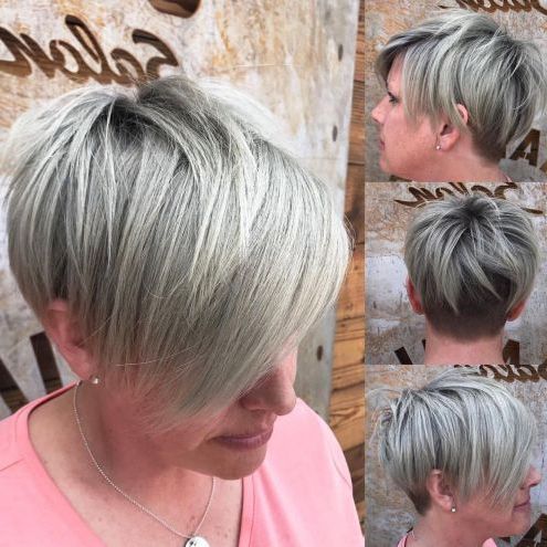 Pixie Haircuts With Bangs – 50 Terrific Tapers In 2018 | Will Muriel In Ash Blonde Undercut Pixie Haircuts (Photo 19 of 25)