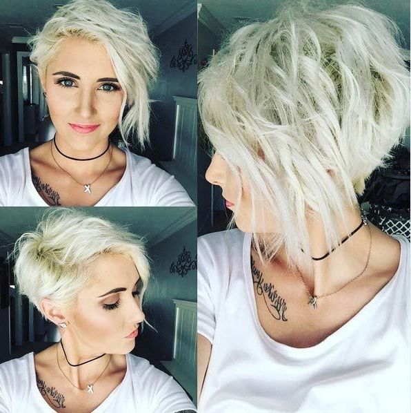 Platinum Blonde Asymmetrical Wavy Pixie: Messy, Layers | Making Up Throughout Messy Asymmetrical Pixie Bob Haircuts (Photo 8 of 25)