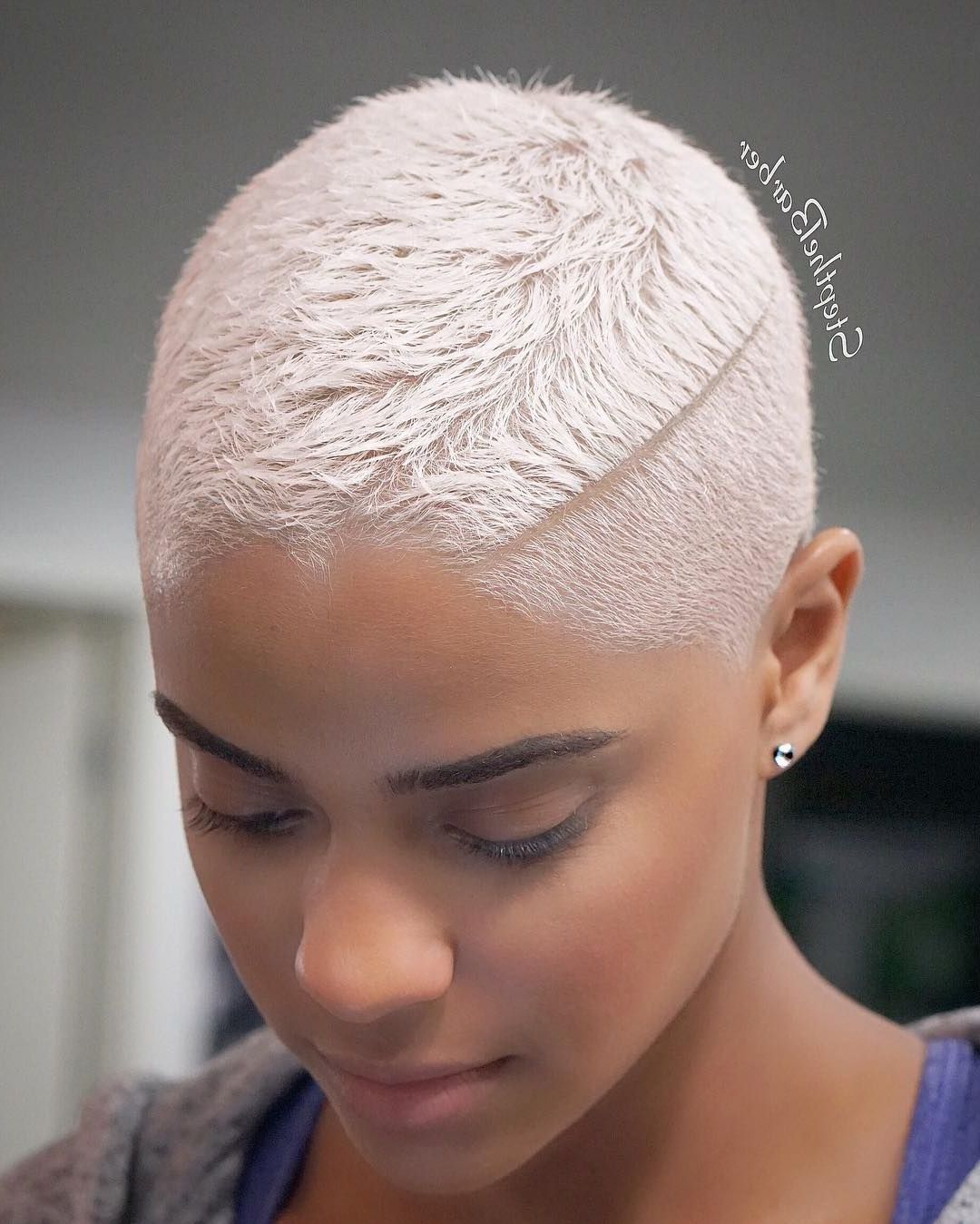 Platinum Blonde Hair On Black Woman. Tapered Short Haircut With A Inside Platinum Blonde Short Hairstyles (Photo 1 of 25)