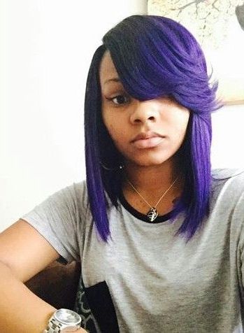 Purple Side Bob Sew In | Sew In Hairstyles In 2018 | Pinterest For Lavender Haircuts With Side Part (Photo 1 of 25)