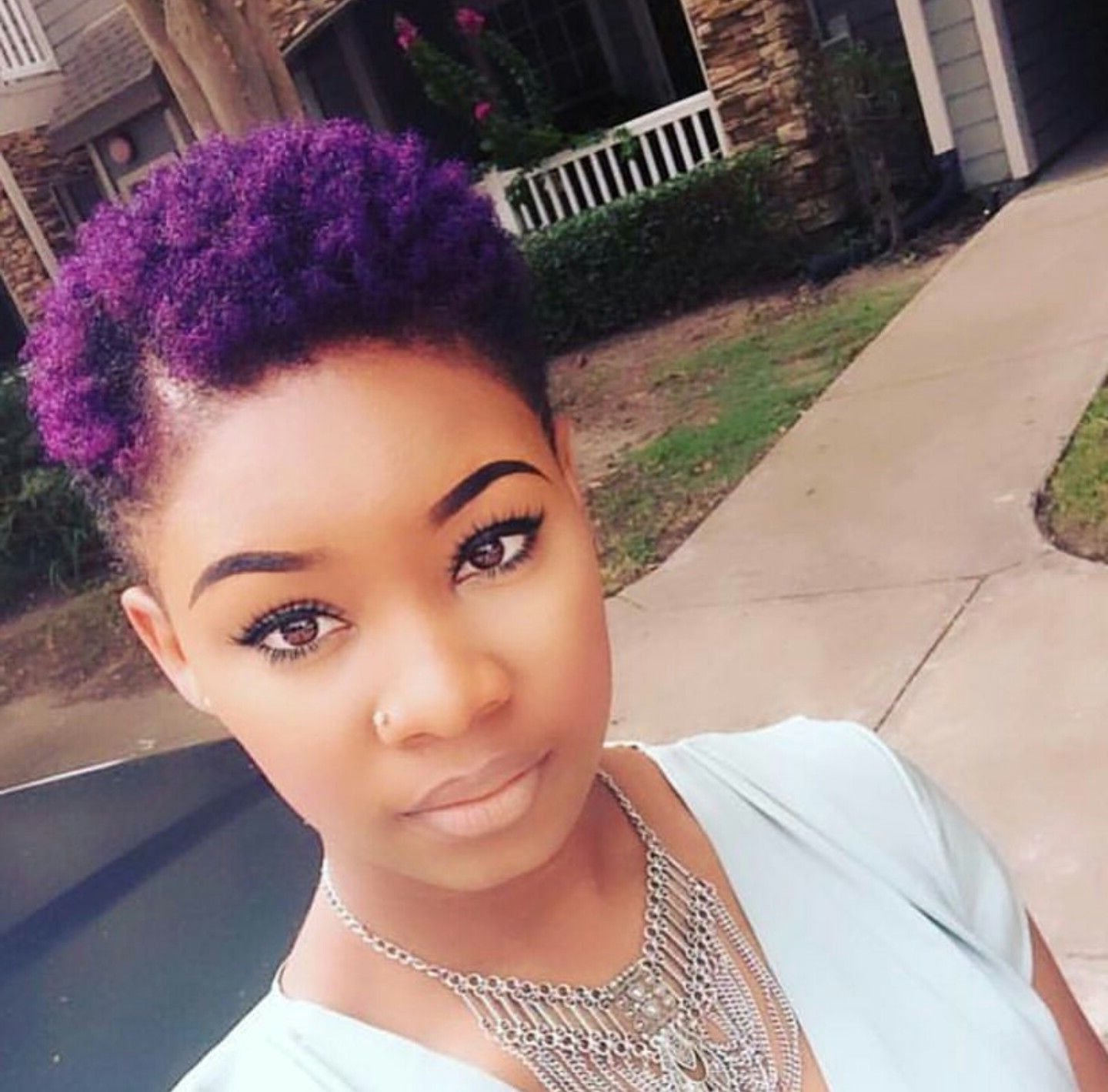 Purple Twa Tapered Cut. Color Is In #naturalstyle | Crowning Within Purple And Black Short Hairstyles (Photo 17 of 25)