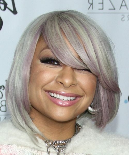 Raven Symone Medium Straight Formal Layered Bob Hairstyle With Side Throughout Straight Cut Two Tone Bob Hairstyles (View 22 of 25)