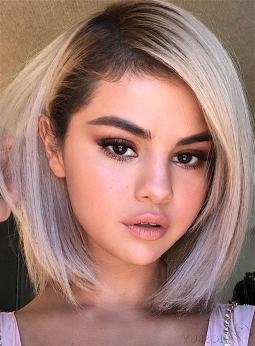 Selena Gomez Newest Hairstyle Bob Wigs Synthetic Hair Straight Short Intended For Selena Gomez Short Hairstyles (Photo 21 of 25)