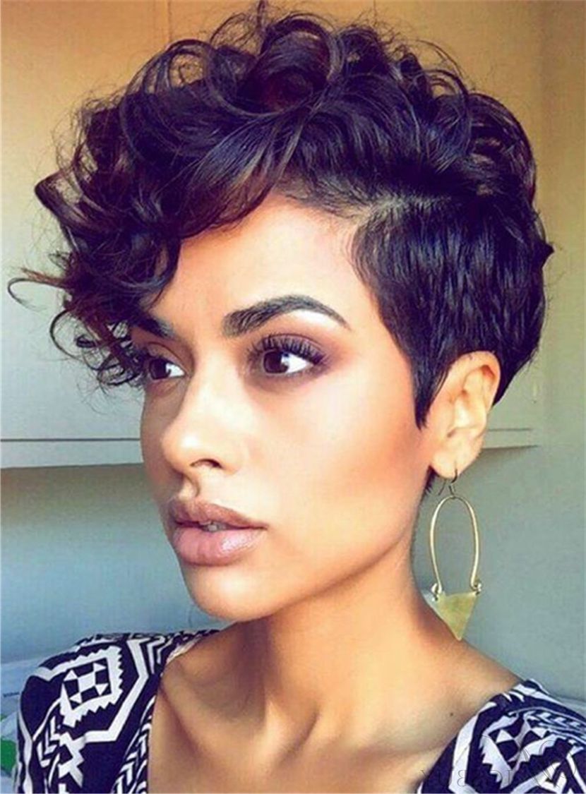 Short Curly Sexy Pixie Synthetic Hair Capless African American Wigs Throughout Sexy Black Short Hairstyles (View 2 of 25)