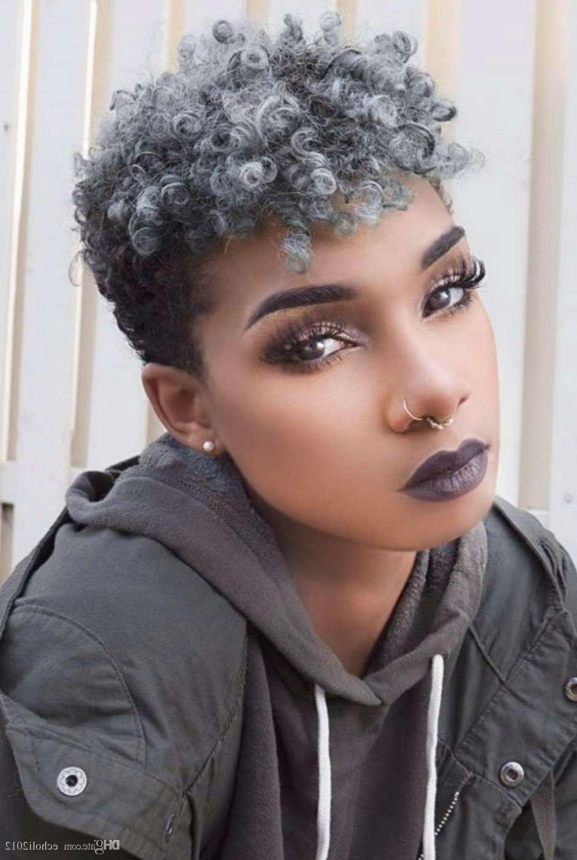 Silver Grey Hair Women Ponytail Extension Short Afro Kinky Curly Within Short Hairstyles For Black Women With Gray Hair (View 7 of 25)