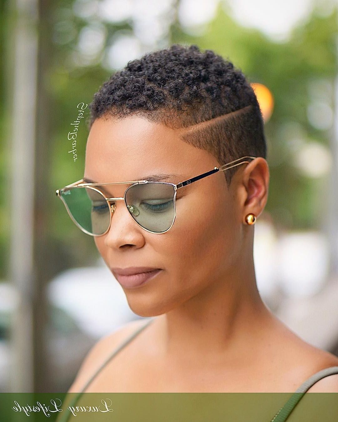 Tapered Haircut With A Disconnected Side Part. Twa, Black Woman In Short Haircuts For Black Woman (Photo 7 of 25)