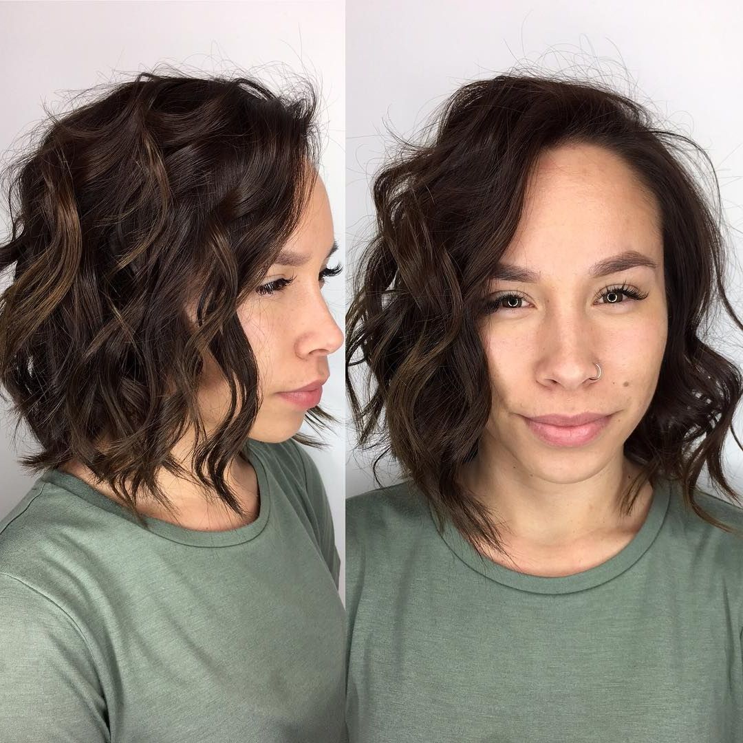 This Tousled Layered Bob With Textured Waves And Chocolate Brunette Pertaining To Sexy Tousled Wavy Bob For Brunettes (Photo 16 of 25)