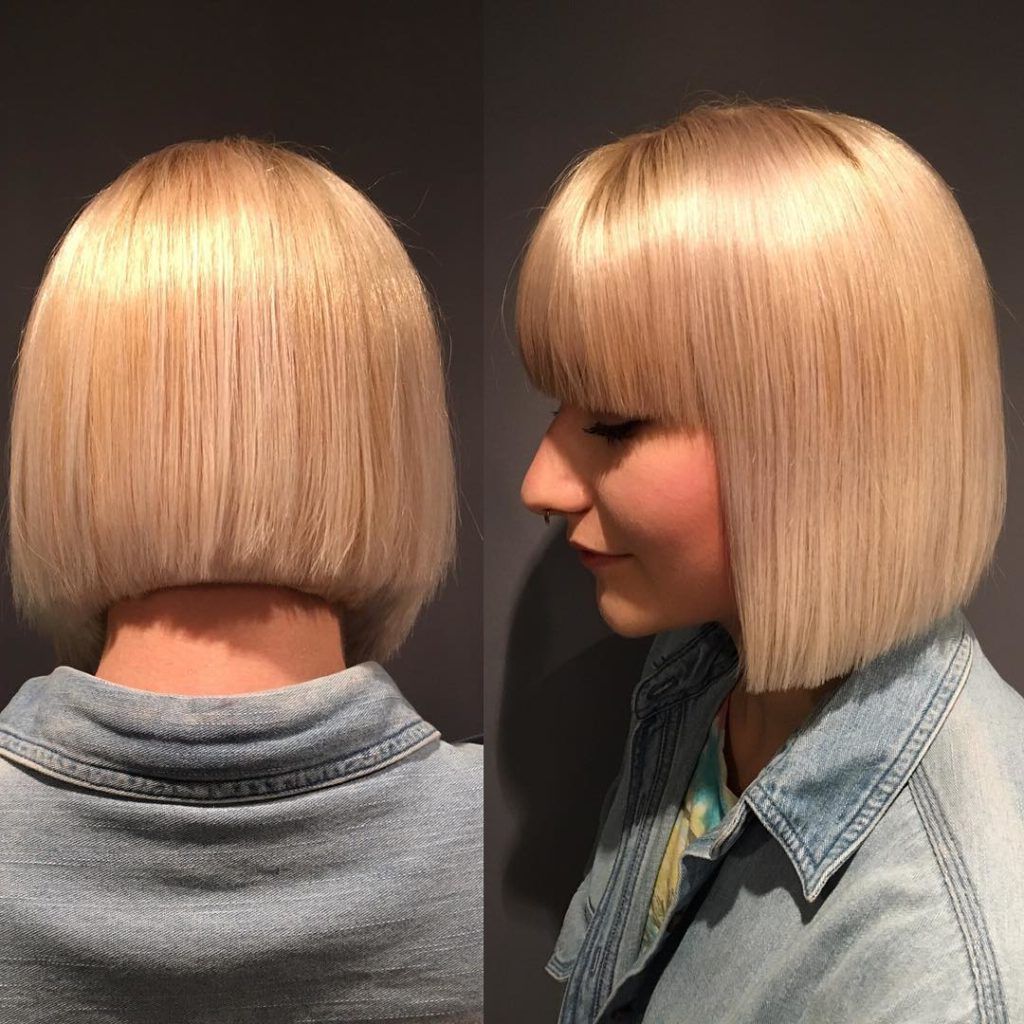 Women's Blunt Platinum Bob With Blunt Bangs With Short Hairstyles With Blunt Bangs (Photo 10 of 25)