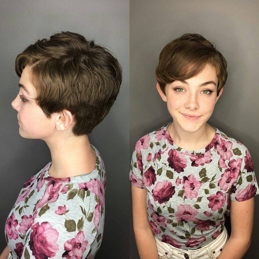 Women's Brunette Textured Crop Cut With Flipped Side Swept Bangs And Intended For Flipped Short Hairstyles (View 20 of 25)