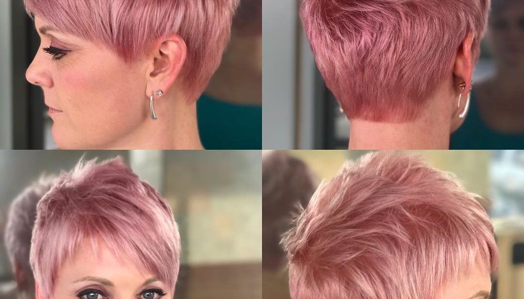 Women's Pink Pastel Razor Cut Textured Pixie With Asymmetrical Bangs Throughout Pastel Pink Textured Pixie Hairstyles (View 19 of 25)