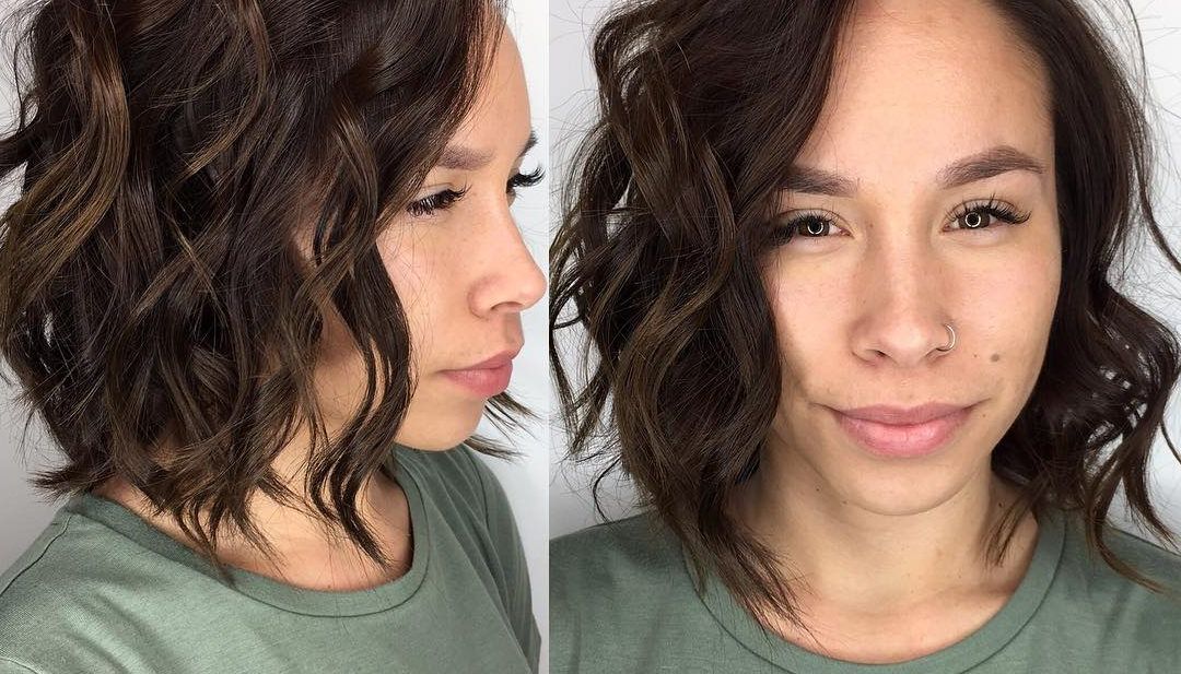 Women's Tousled Layered Bob With Textured Waves And Chocolate Pertaining To Lip Length Tousled Brunette Bob Hairstyles (View 8 of 25)