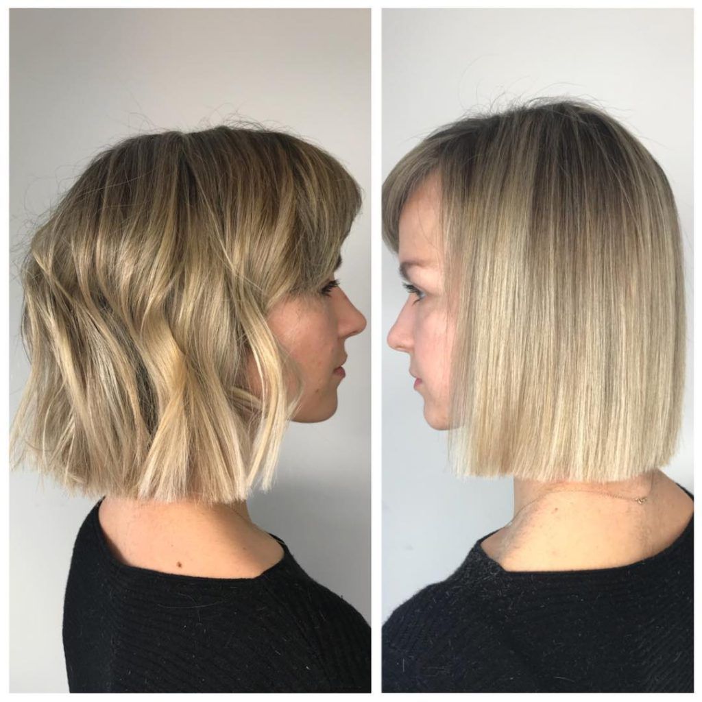 Women's Versatile Blonde Blunt Bob With Side Swept Bangs And Subtle For Black Wet Curly Bob Hairstyles With Subtle Highlights (Photo 20 of 25)