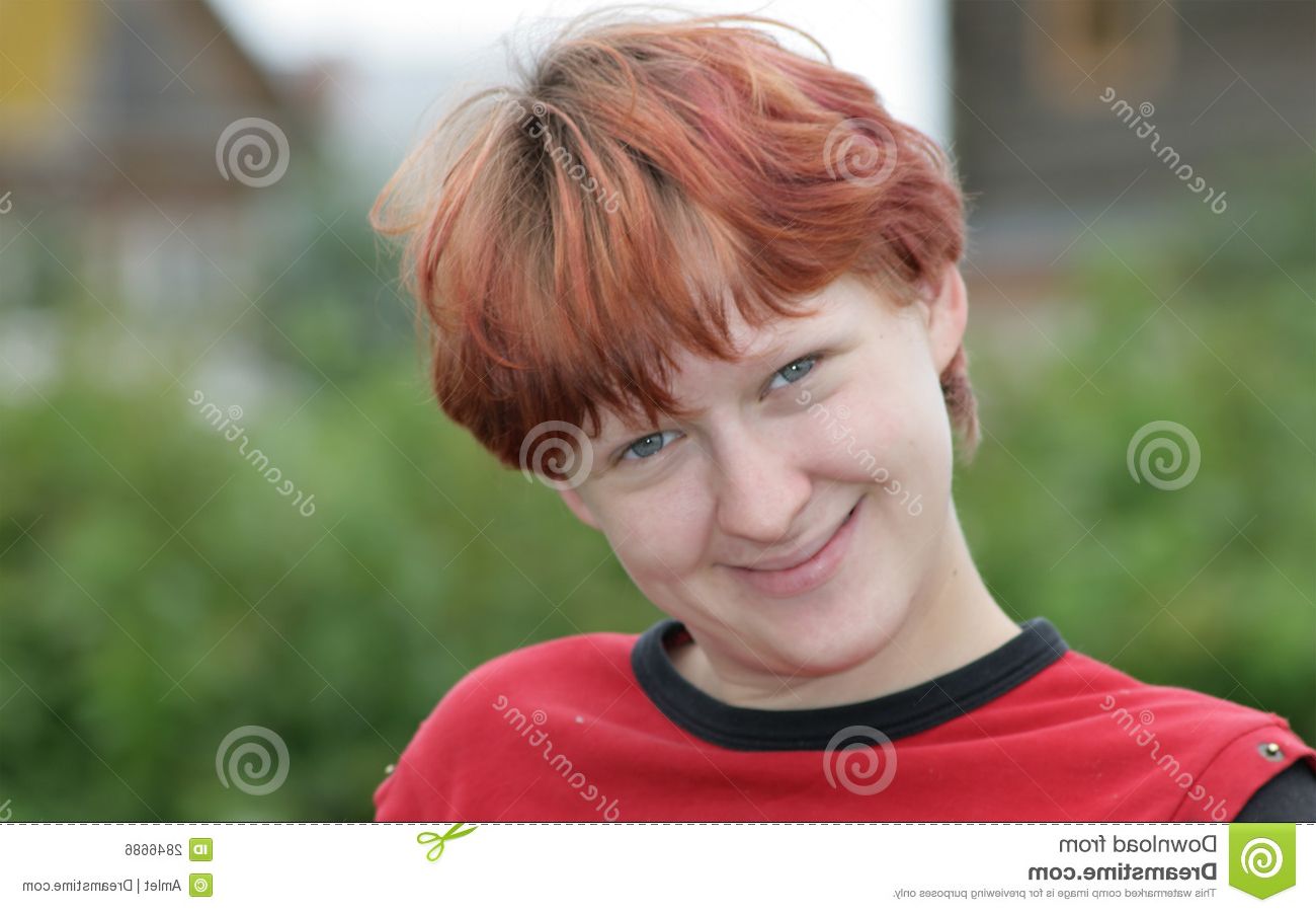 Young Girl With Short Hair Stock Photo (View 16 of 25)
