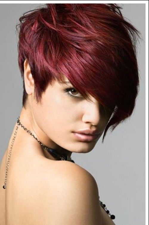 24 Really Cute Short Red Hairstyles | Styles Weekly Pertaining To Black Choppy Pixie Hairstyles With Red Bangs (View 10 of 25)