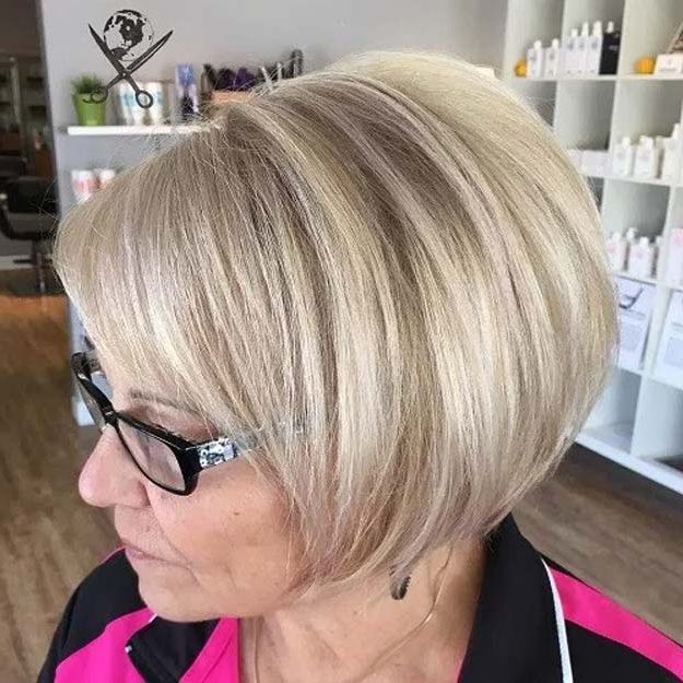 33 Best Hairstyles For Your 60s – The Goddess With Angled Ash Blonde Haircuts (View 9 of 25)