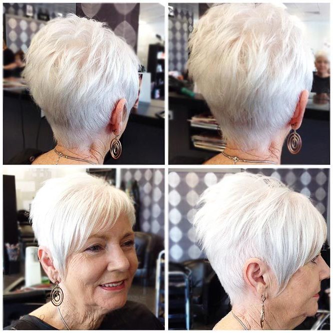 34 Incredibly Beautiful Short Haircuts For Women Over 60 | Chic Regarding Asymmetrical Silver Pixie Hairstyles (View 10 of 25)