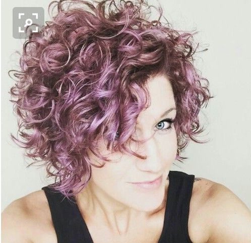 37 Cute Curly Hairstyles For Women Messy Violet Curly Bob With Regard To Short Messy Lilac Hairstyles (View 16 of 25)