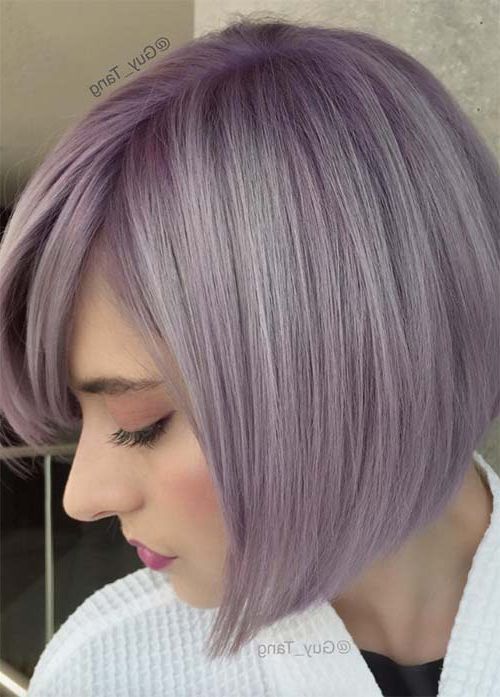 55 Incredible Short Bob Hairstyles & Haircuts With Bangs | Fashionisers With Silver Bob Hairstyles With Hint Of Purple (View 14 of 25)
