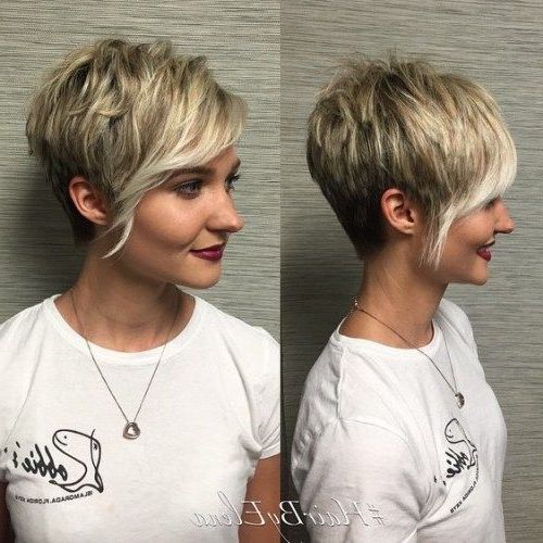 60 Cute Short Pixie Haircuts – Femininity And Practicality In 2018 Within Choppy Blonde Pixie Hairstyles With Long Side Bangs (Photo 2 of 25)