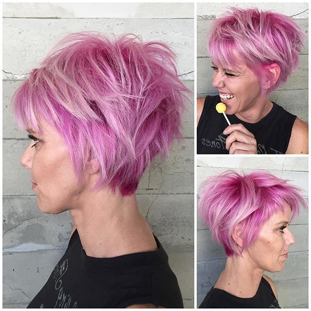 Bubblegum Pink Hair Color And Messy Short Hairstyle Short Haircut Regarding Short Messy Lilac Hairstyles (Photo 2 of 25)