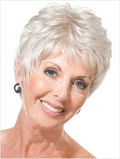 Short Straight Mother Gray Hair Wigs Fashion Heat Resistant Regarding Gray Pixie Hairstyles For Over 50 (Photo 25 of 25)