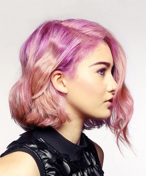Short Wavy Alternative Bob Hairstyle – Pink Hair Color Regarding Short Messy Lilac Hairstyles (View 24 of 25)