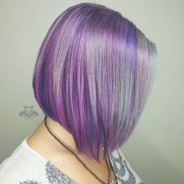 Silver And Purple Color Melt ? Inverted Bob Haircut – Sarasota With Silver Bob Hairstyles With Hint Of Purple (Photo 25 of 25)